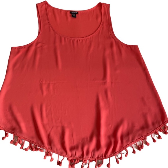 TORRID Coral TANK TOP BLOUSE Fringe Tassel Trim Sleeveless Shirt Plus Size 2X - Picture 1 of 5
